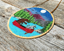 Load image into Gallery viewer, Canoe Friends cross stitch kit by Canadian Stitchery