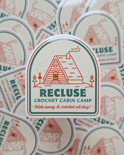 Load image into Gallery viewer, Recluse Crochet Camp Sticker | 70's inspired camp design