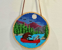 Load image into Gallery viewer, Canoe Friends cross stitch kit by Canadian Stitchery