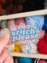 Load image into Gallery viewer, Stitch Please Sticker – Clear Vinyl Craft Tools Design
