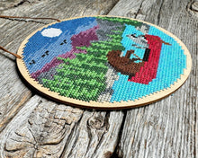 Load image into Gallery viewer, Canoe Friends cross stitch kit by Canadian Stitchery
