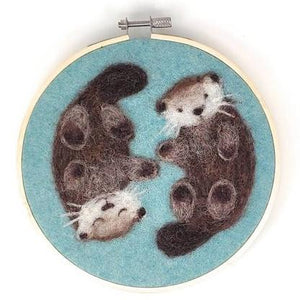 Otters in a Hoop Needle Felting Kit