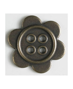 Antique Brass colour, metal button with 4 holes  28mm by Dill Button