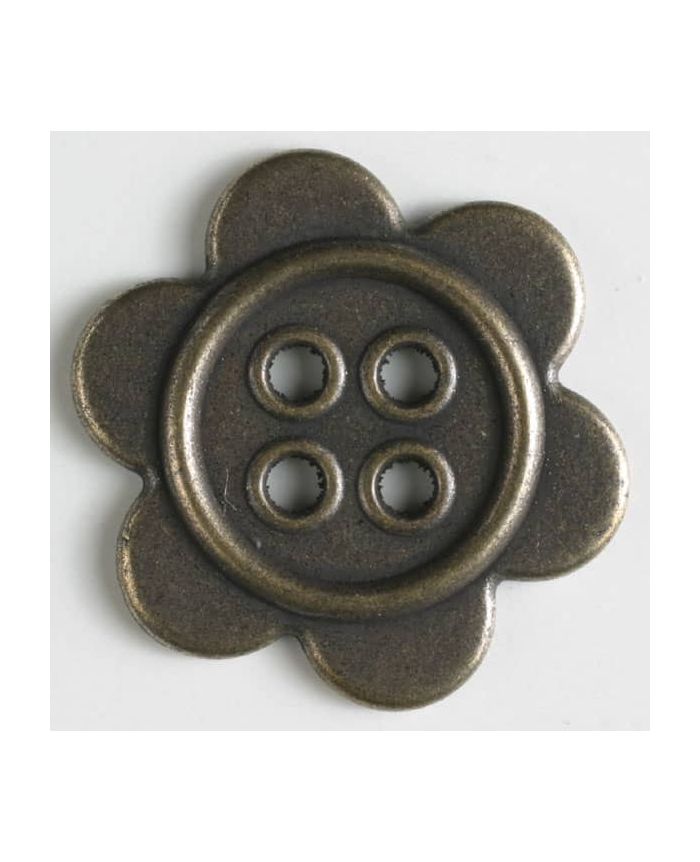 Antique Brass colour, metal button with 4 holes  28mm by Dill Button