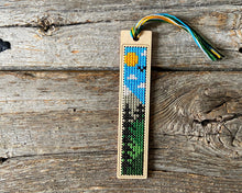 Load image into Gallery viewer, Mountain landscape cross stitch bookmark kit by Canadian Stitchery
