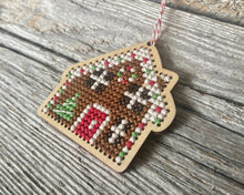 Load image into Gallery viewer, Gingerbread house ornament cross stitch kit by Canadian Stitchery
