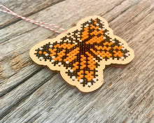Load image into Gallery viewer, Monarch butterfly laser cut wood cross stitch kit
