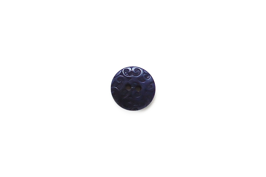 Blue Round Ornate Button 15mm