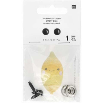 fully black safety eyes 6 mm - 2 pack