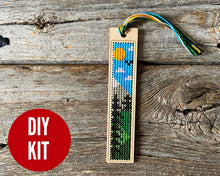 Load image into Gallery viewer, Mountain landscape cross stitch bookmark kit by Canadian Stitchery
