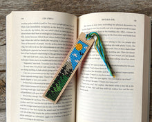 Load image into Gallery viewer, Mountain landscape cross stitch bookmark kit by Canadian Stitchery
