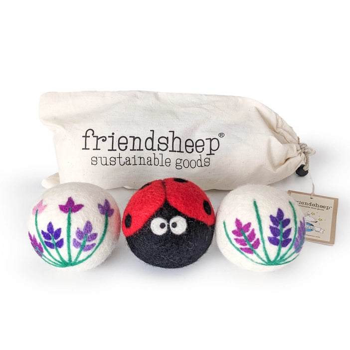 Lavender & Ladybug Dryer Balls by FriendSheep