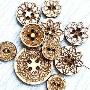 Mandala wood buttons